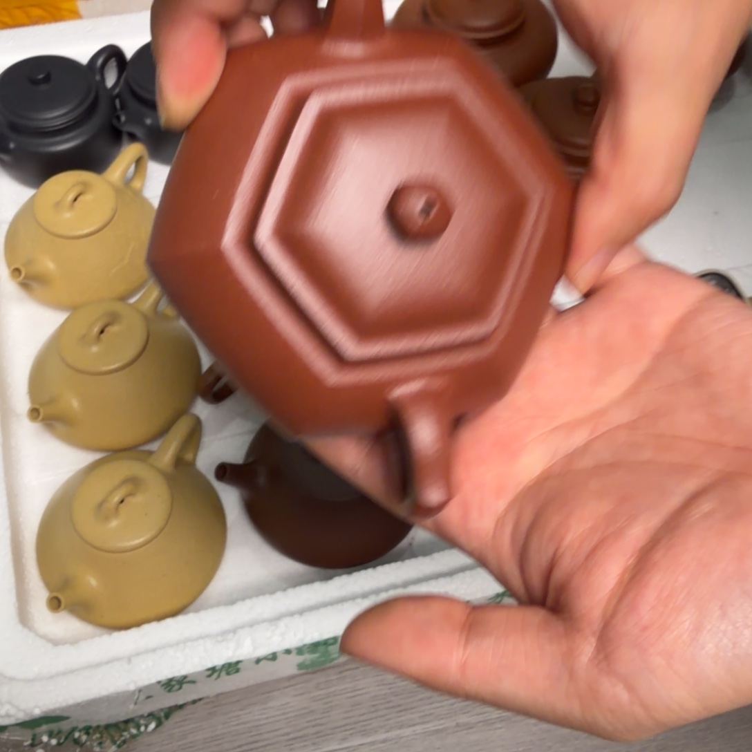 壶紫砂六方壶紫泥