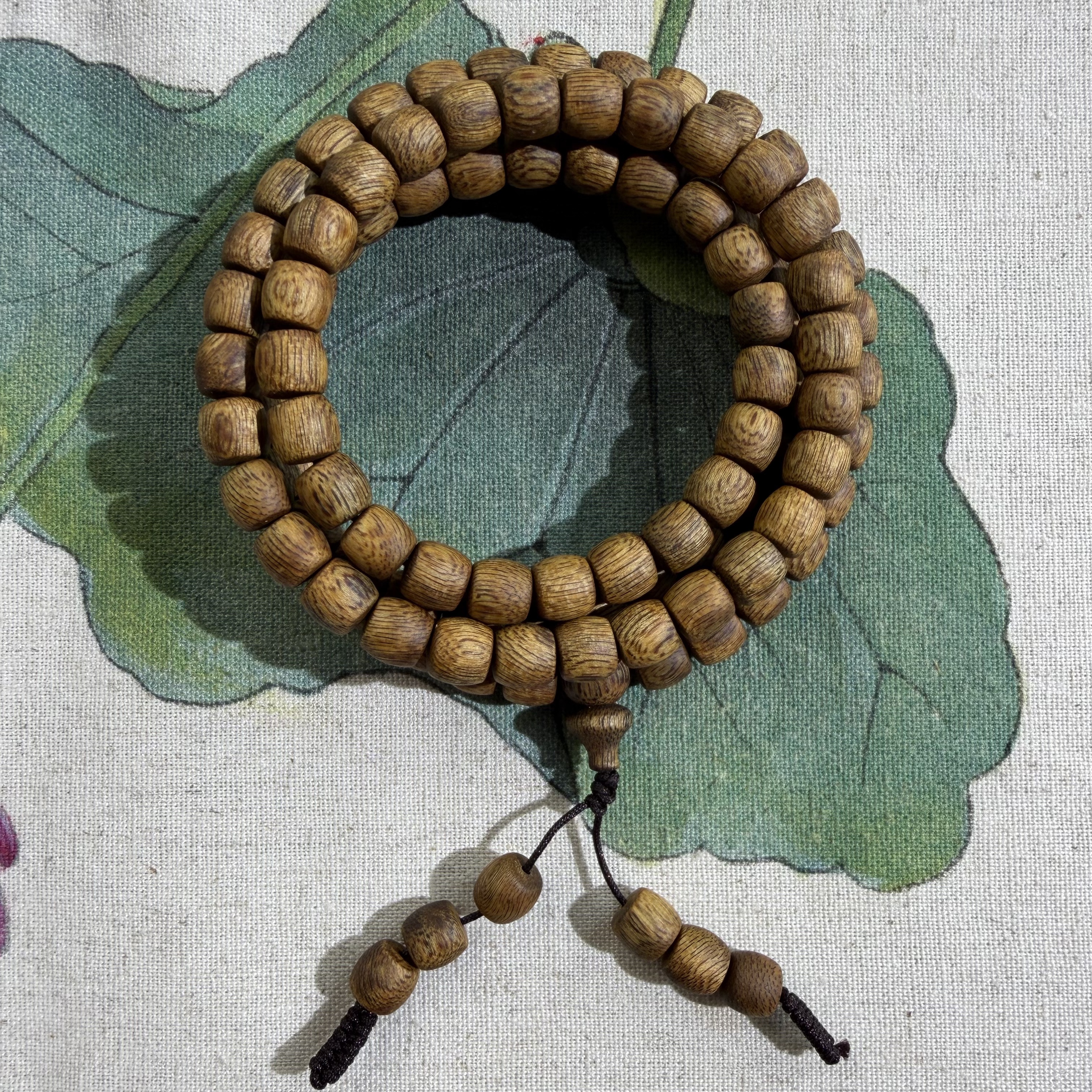 沉香【才哥沉香】奇楠沉香乌身圆叶鼓珠多圈手串7mm 23克多样性发一