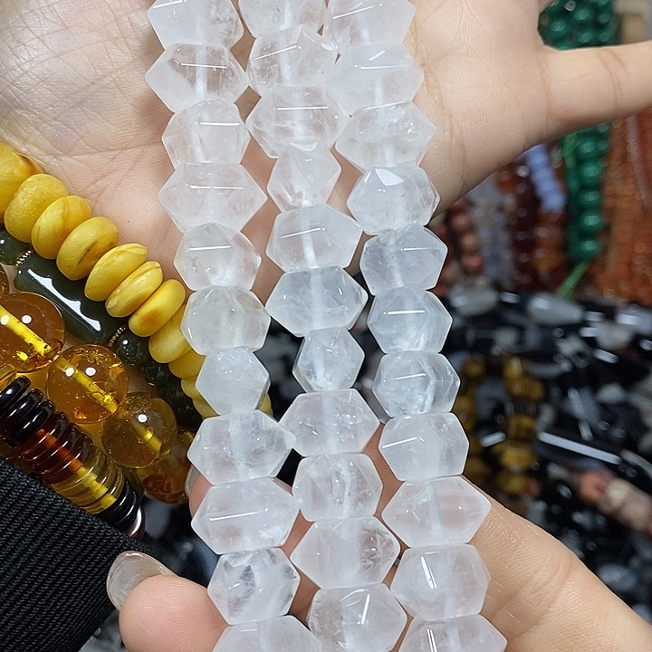 玛瑙/玉髓未镶嵌珠宝半成品天然白水晶双尖卡16-16mm20颗