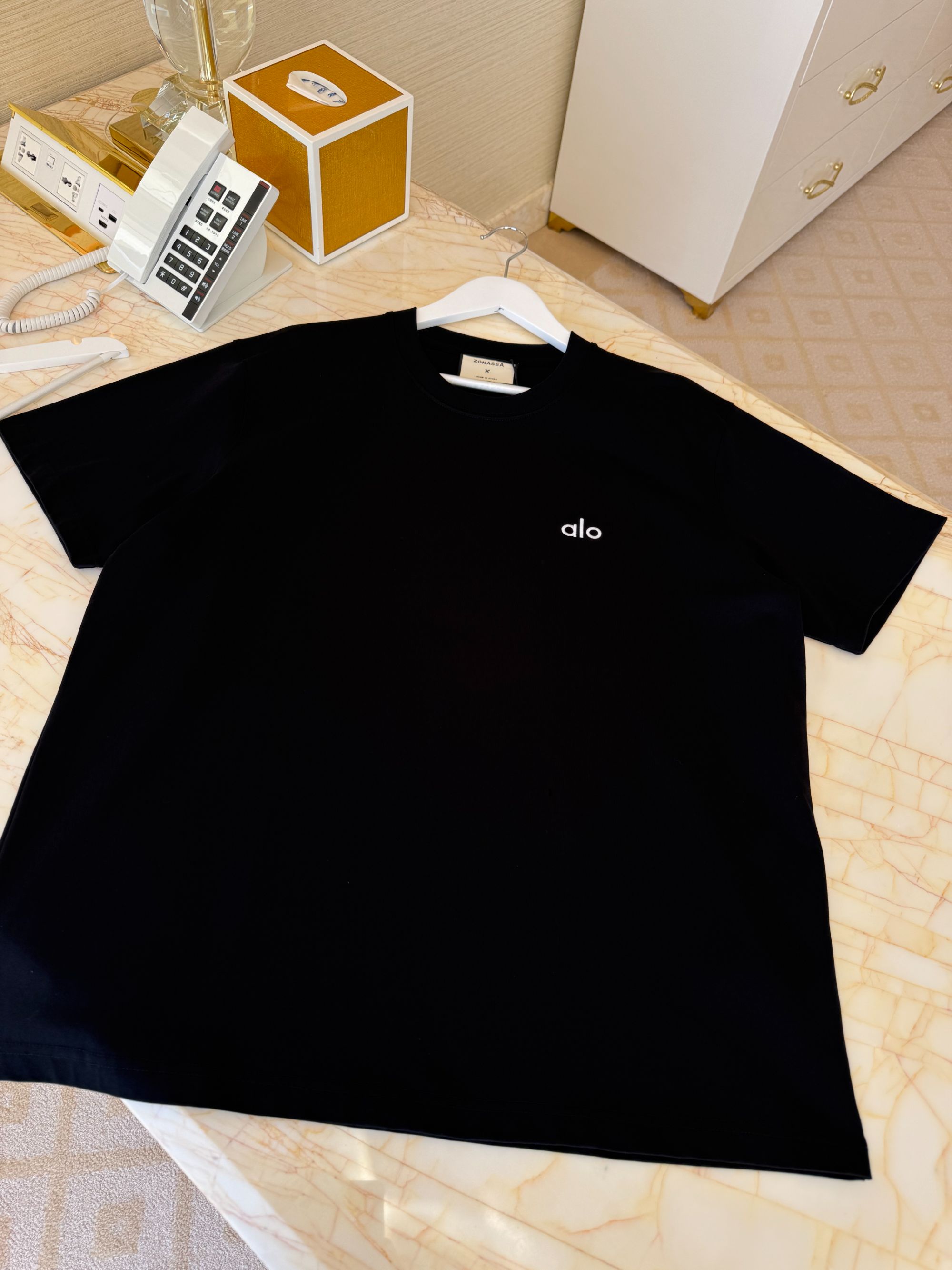 ZONASEA刺绣短袖T恤真空绣花男大码时尚高档简单加肥加大重磅男装