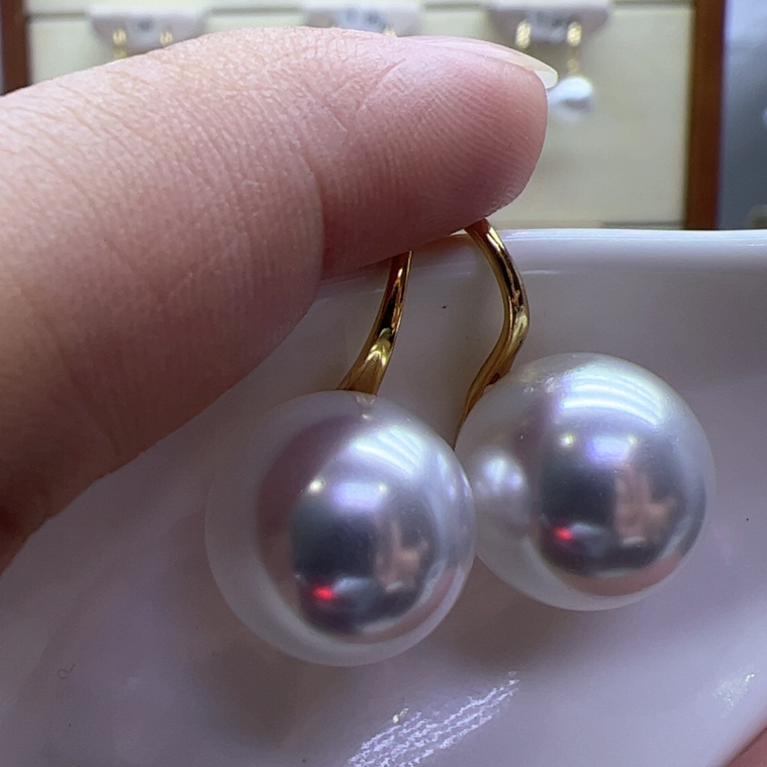 淡水珍珠耳饰18K金镶嵌
