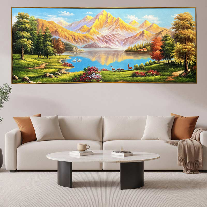 《金峰翠湖》风景山水画客厅办公室沙发背景墙装饰画靠山挂画