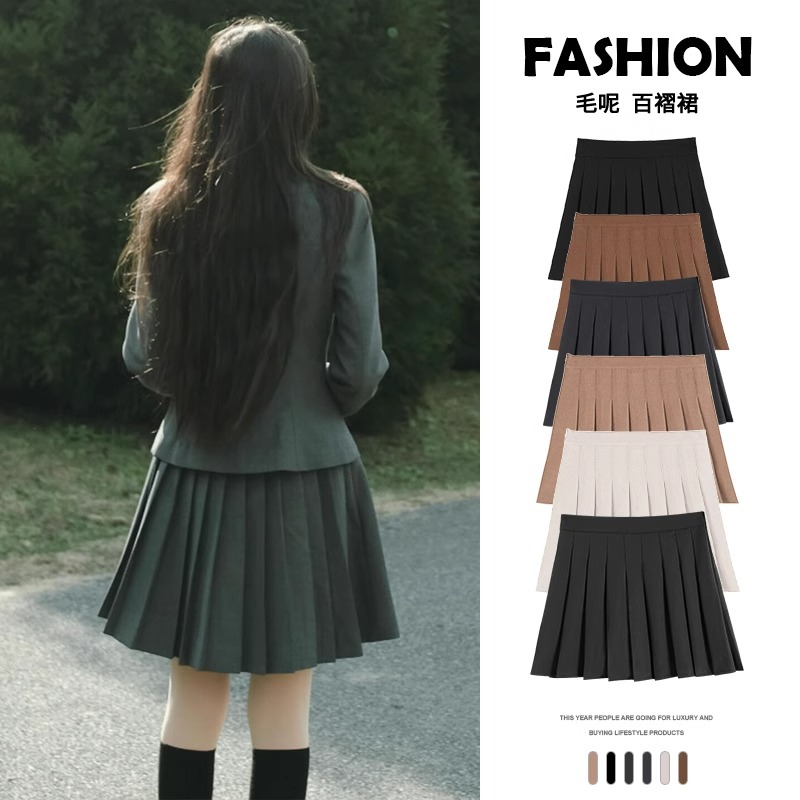 灰色百褶裙女春秋2025新款高腰显瘦半身裙小个子a字裙西装j时尚