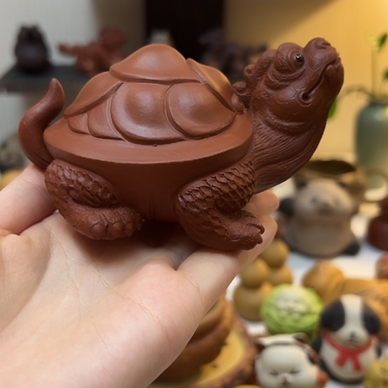 紫砂茶宠朱泥龙龟