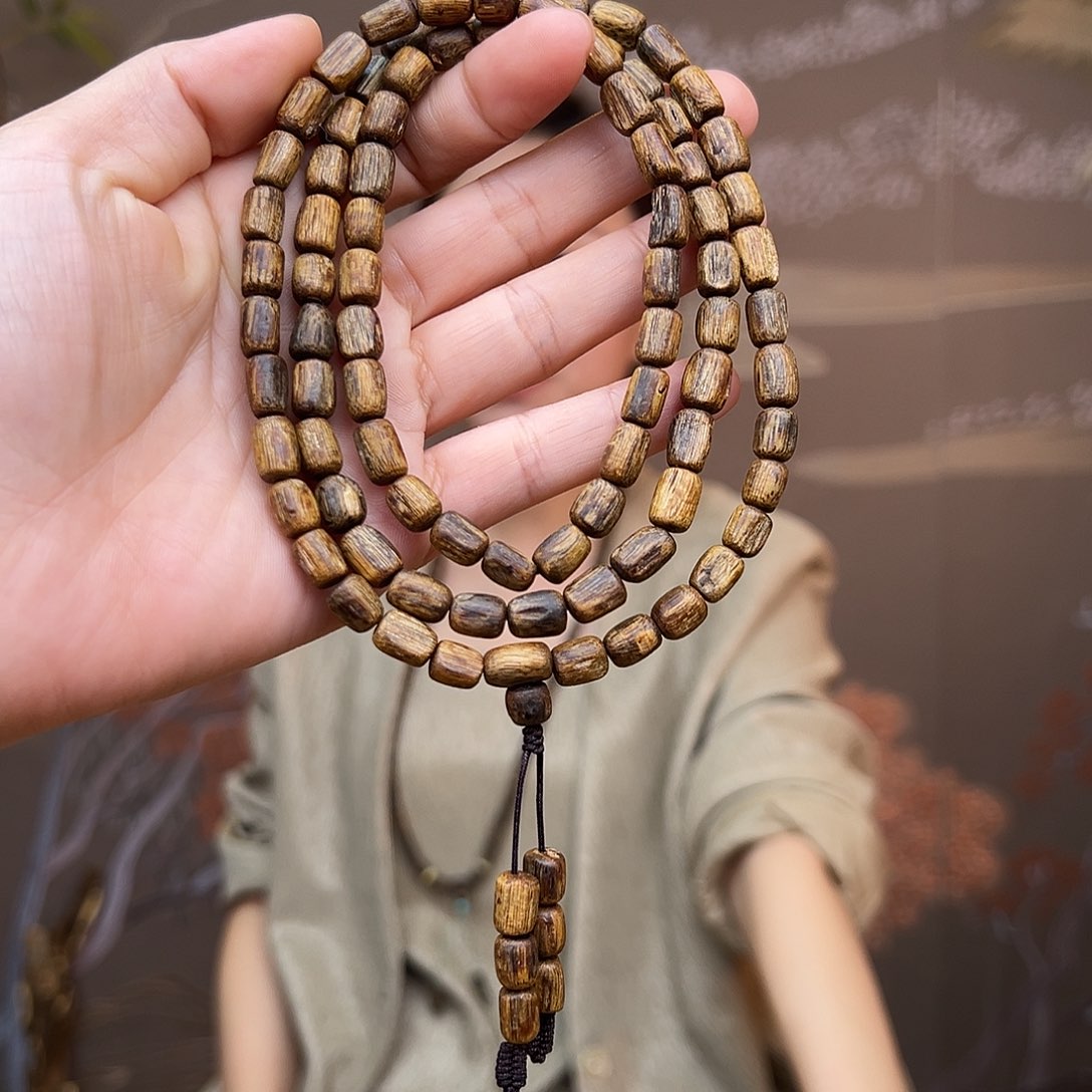 沉香手串海南老白奇金丝蜜结树心油虫漏多圈一条