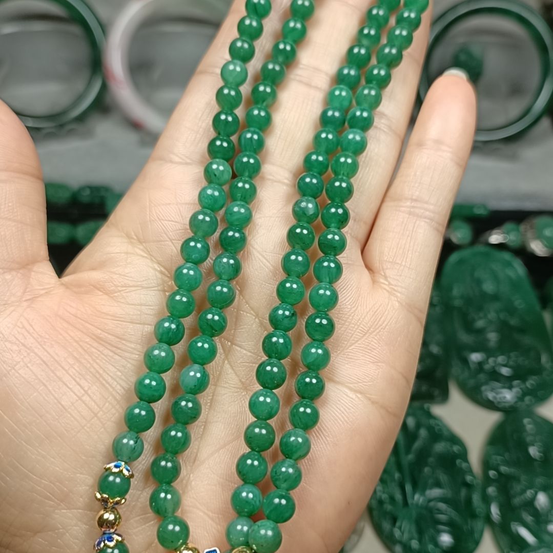 独山玉珠串108☆6未镶嵌
