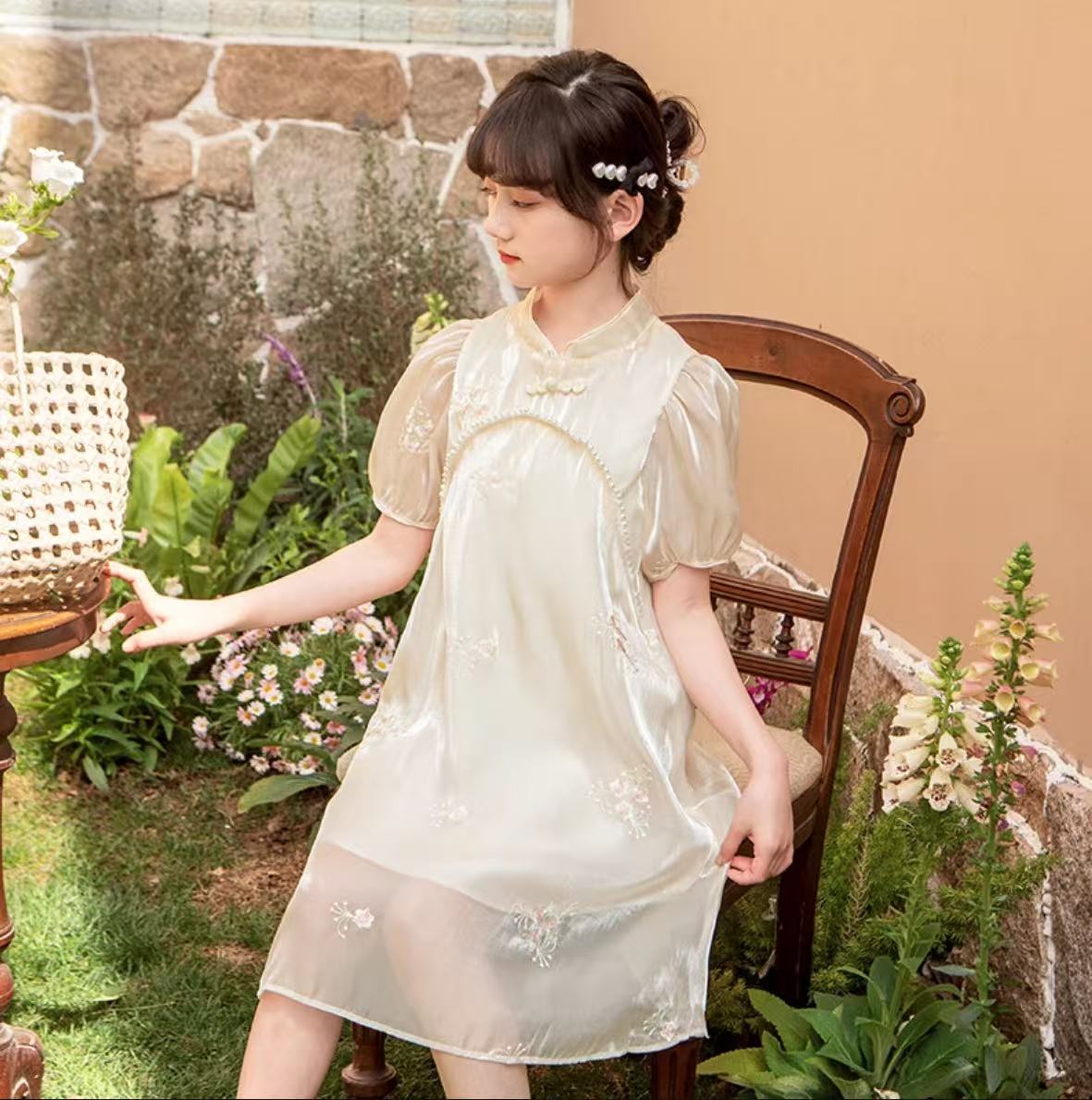 【福利款】女童夏季旗袍连衣裙裙国潮汉服裙儿童绣花公主裙薄款裙子