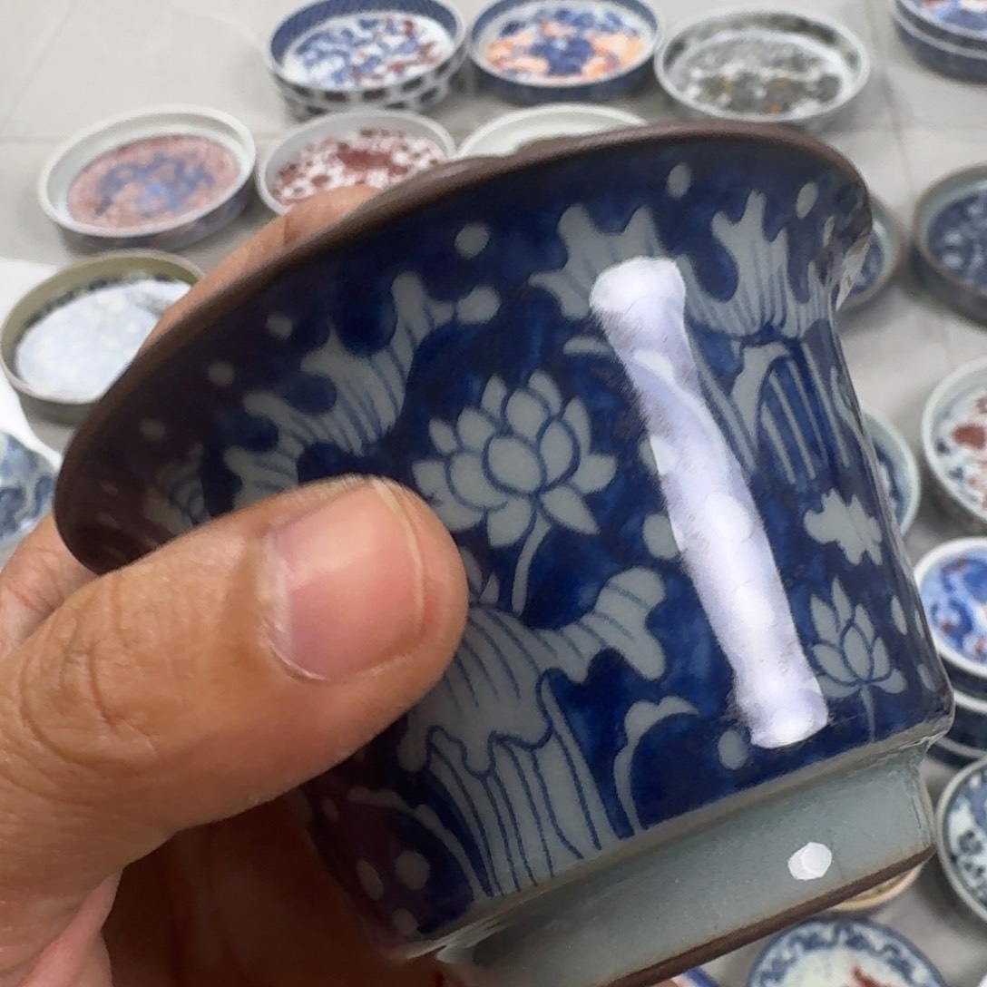 摆件老陶泥一路连科两才盖碗