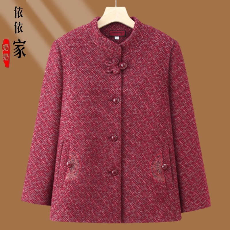 老太太中老年人秋装60春秋外套翻领宽松70奶奶上衣妈妈衣服外套女