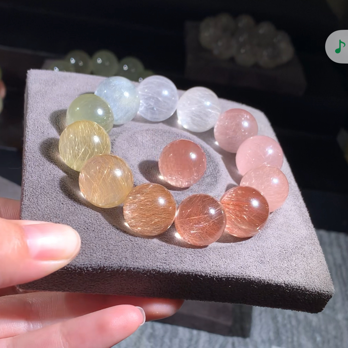 爆款福利钢丝透闪糖果色兔毛单珠定制手磨珠水晶水晶珠子手串16➕