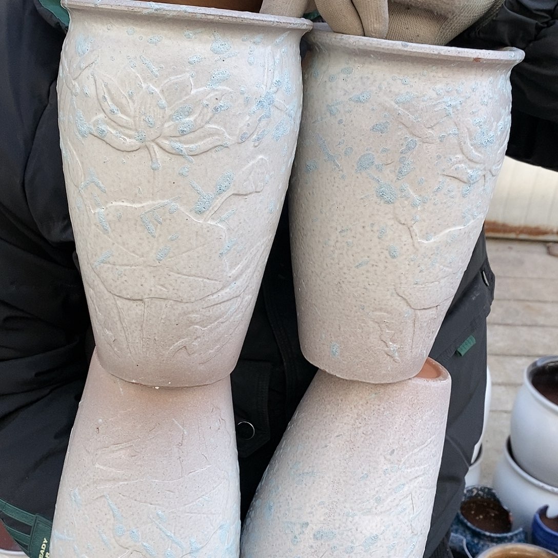 紫砂花盆瑕疵口12高20