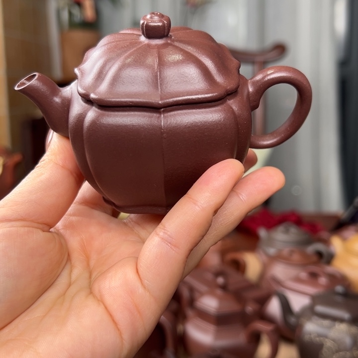 紫砂茶壶紫泥筋纹汗瓦