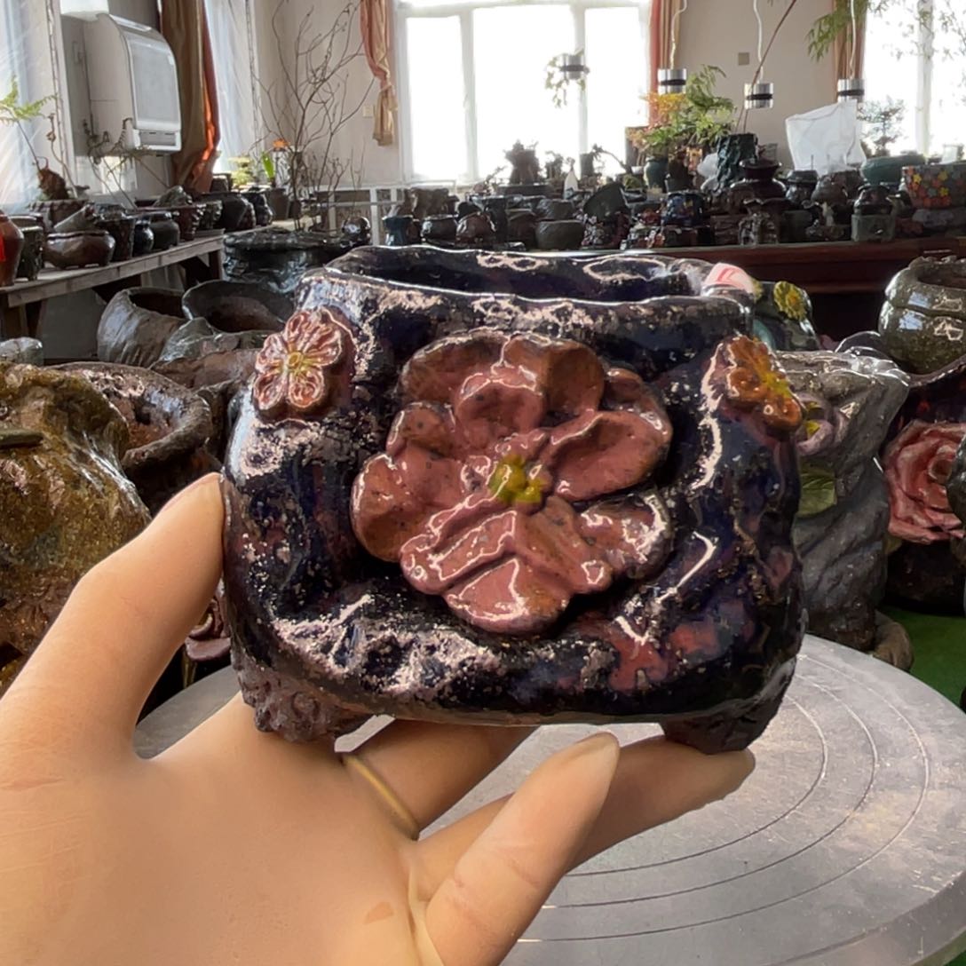 红陶粗砂陶瓷花盆