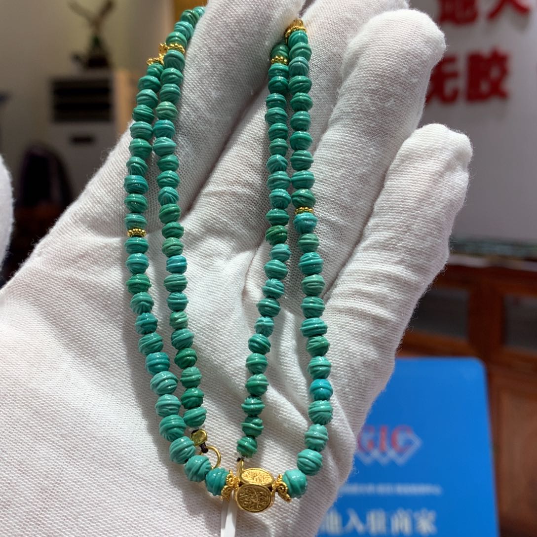绿松石长链银S925镶嵌