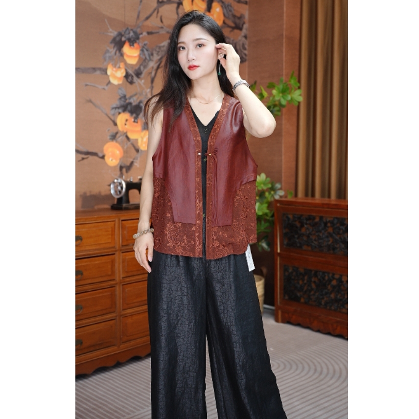 桑蚕丝马夹宽松型拼接休闲常规气质时尚百搭无袖夏季轻奢女装0812