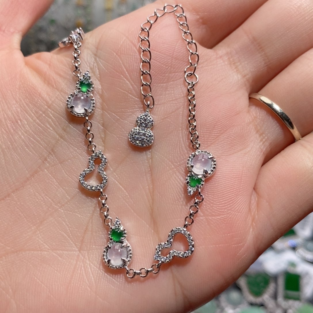 翡翠手链银S925镶嵌c c c