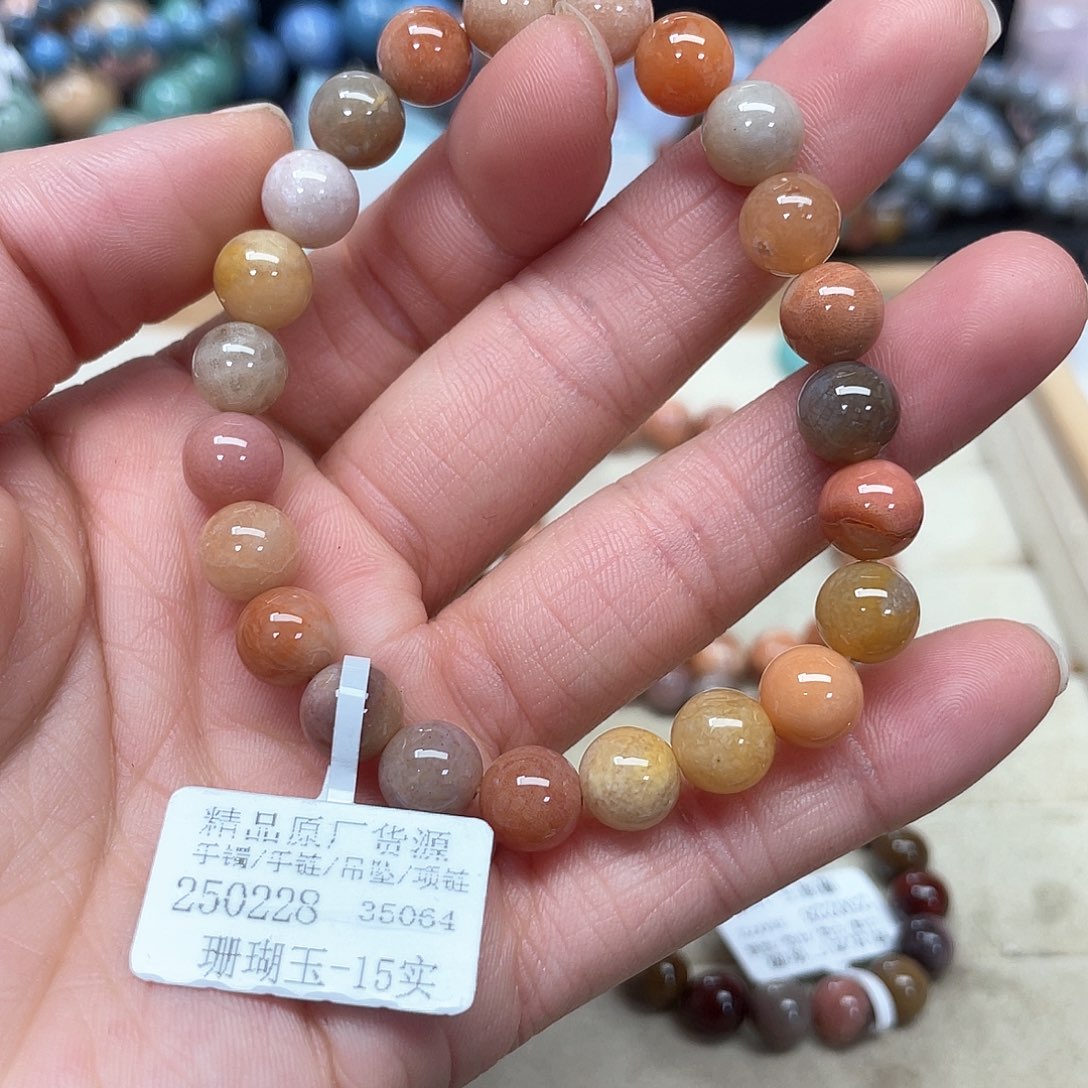 硅化珊瑚（珊瑚玉）手链未镶嵌轩**道007