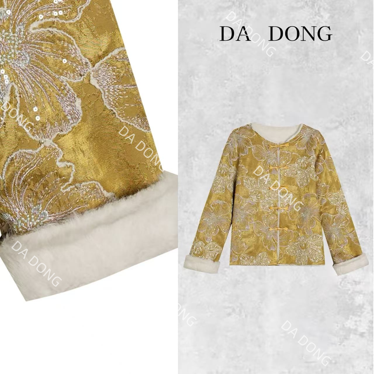 【加厚】鎏金--新中式加棉设计师高定轻奢宽松休闲复古圆领国潮