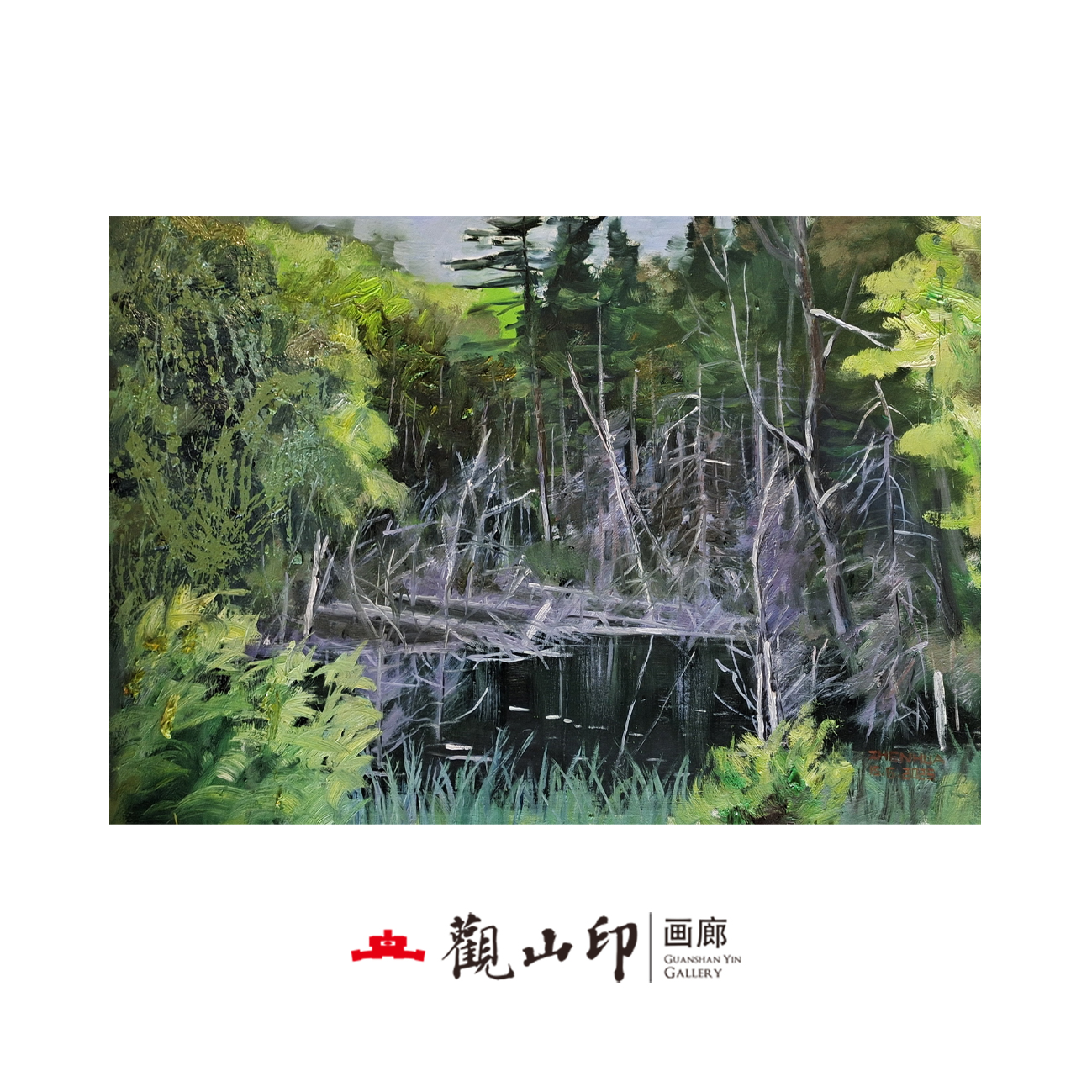WZH原创手绘风景油画57x77cm山水作品2151