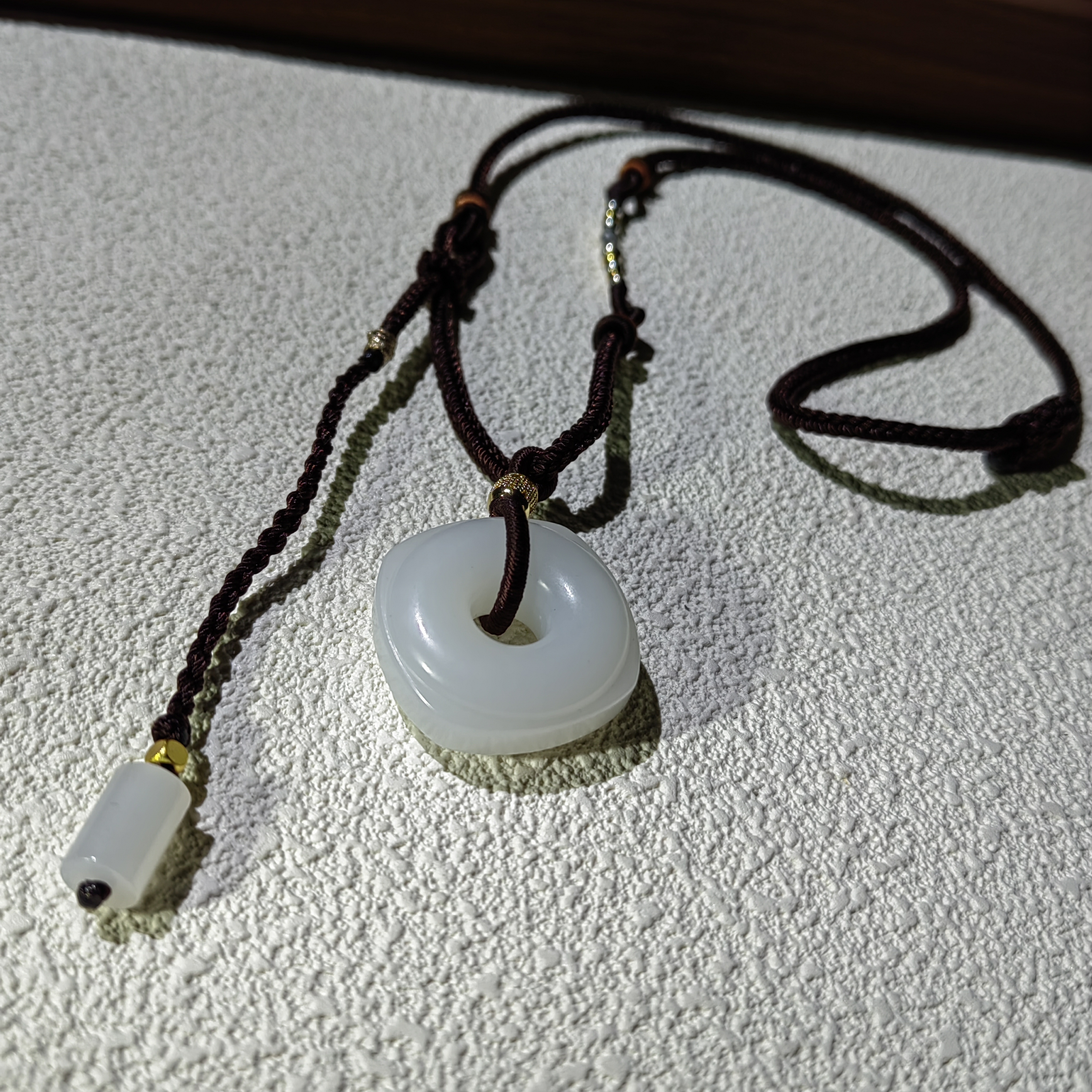 【V姐珠宝】DM27 和田玉羊脂级-白玉天方地圆扣项链