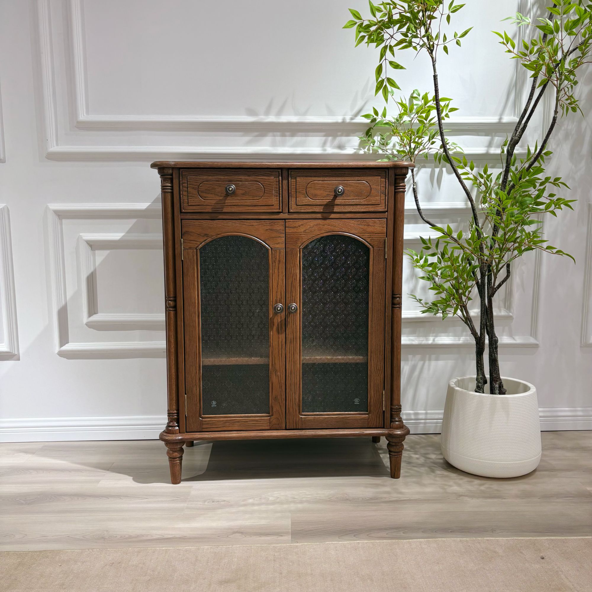 F34北美红橡木鞋柜美式复古客厅