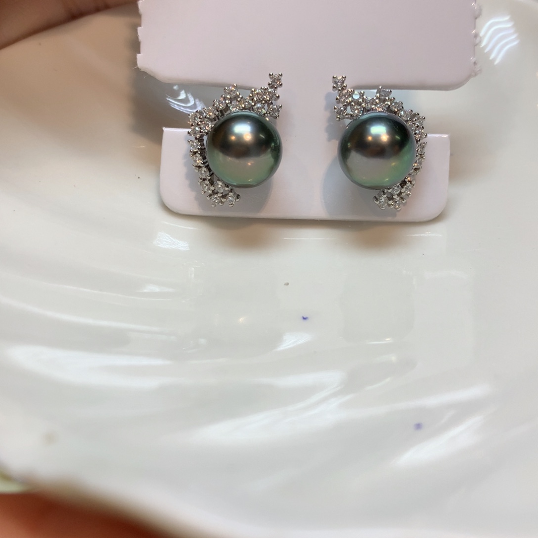 海水珍珠耳饰银S925镶嵌
