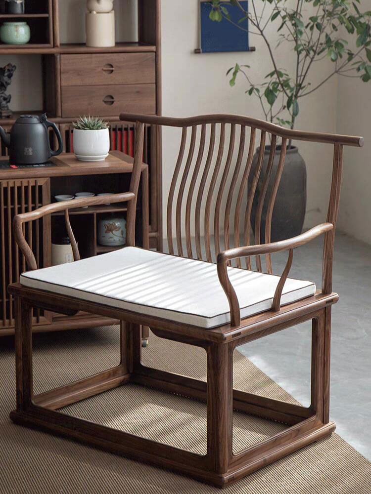 老榆木新中式实木茶桌椅茶椅书椅大宝座打坐椅榆木禅椅客厅泡茶桌