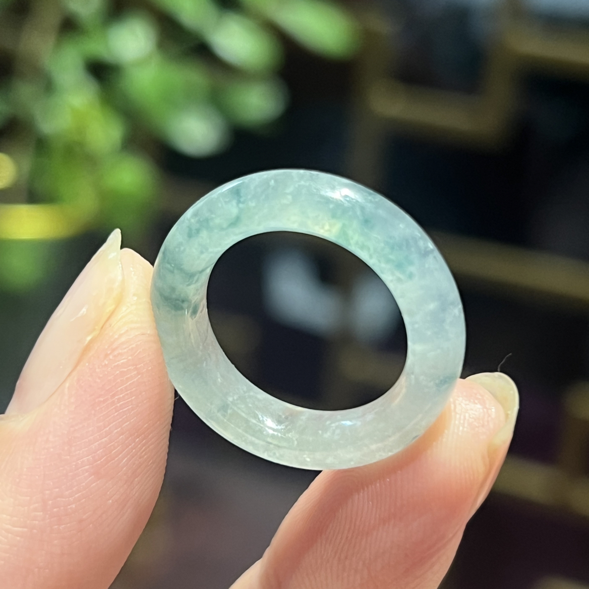 【杨玉环】天然A货翡翠戒指冰飘花戒指15圈口以上