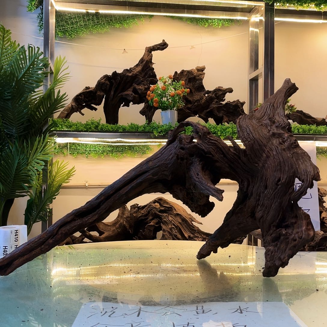 柚木a****、沉木鱼缸造景