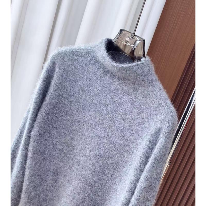 【无缝一体】不可机洗！100超细羊毛拉绒 长袖毛针织衫纯色百搭圆领