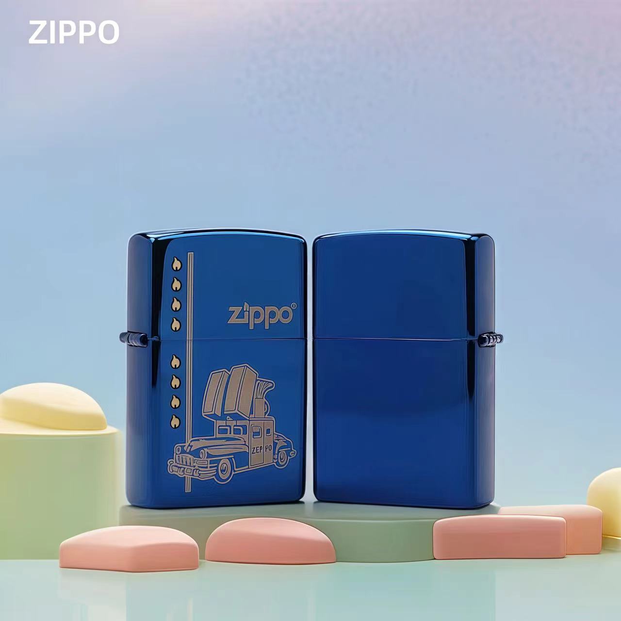 ZIPPO打火机正品蓝冰精神战车双打小汽车男士礼时尚原装防风TCJ1