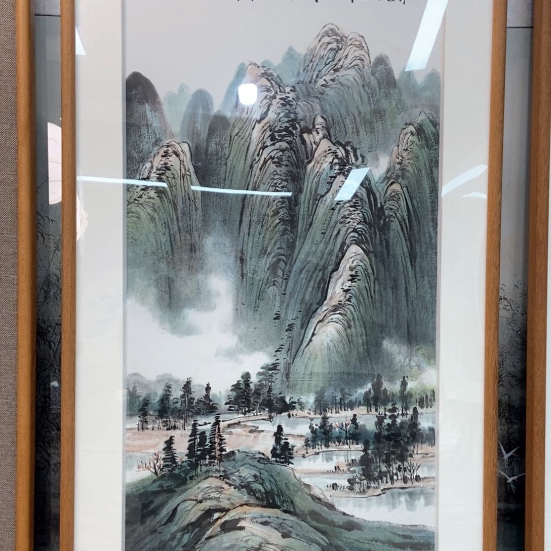 国画黄桂明三尺精品柚木带框发货