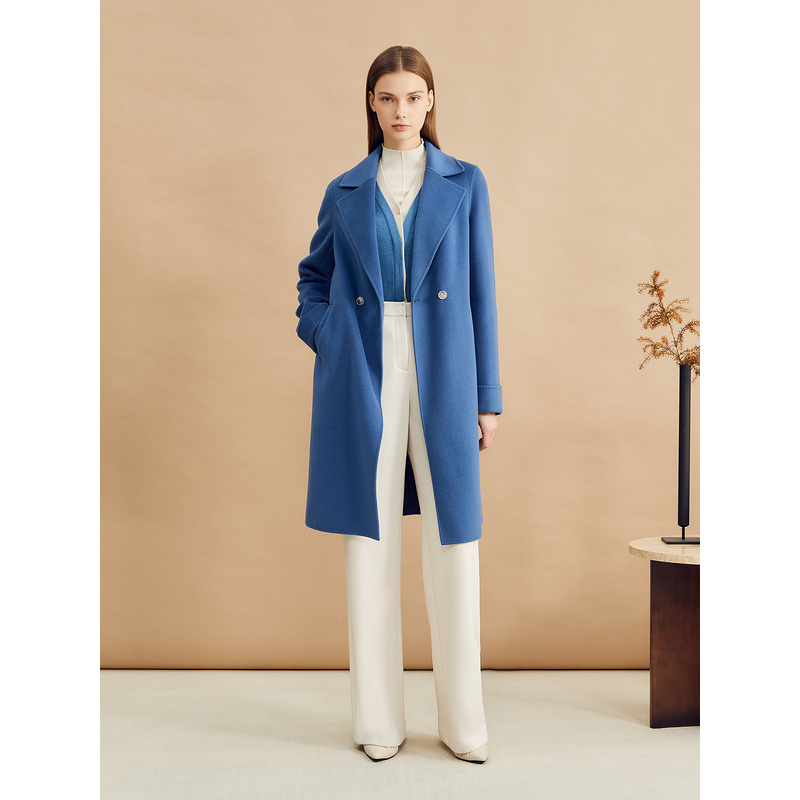 YINER音儿2024冬季新款双面毛呢大衣长款外套8C34580270