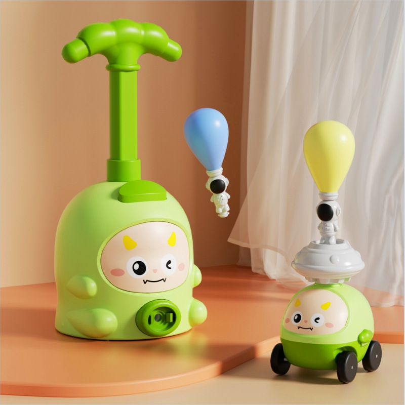 儿童益智小猪按压解压滑动宝宝一键飞天空气动力气球车礼物玩具