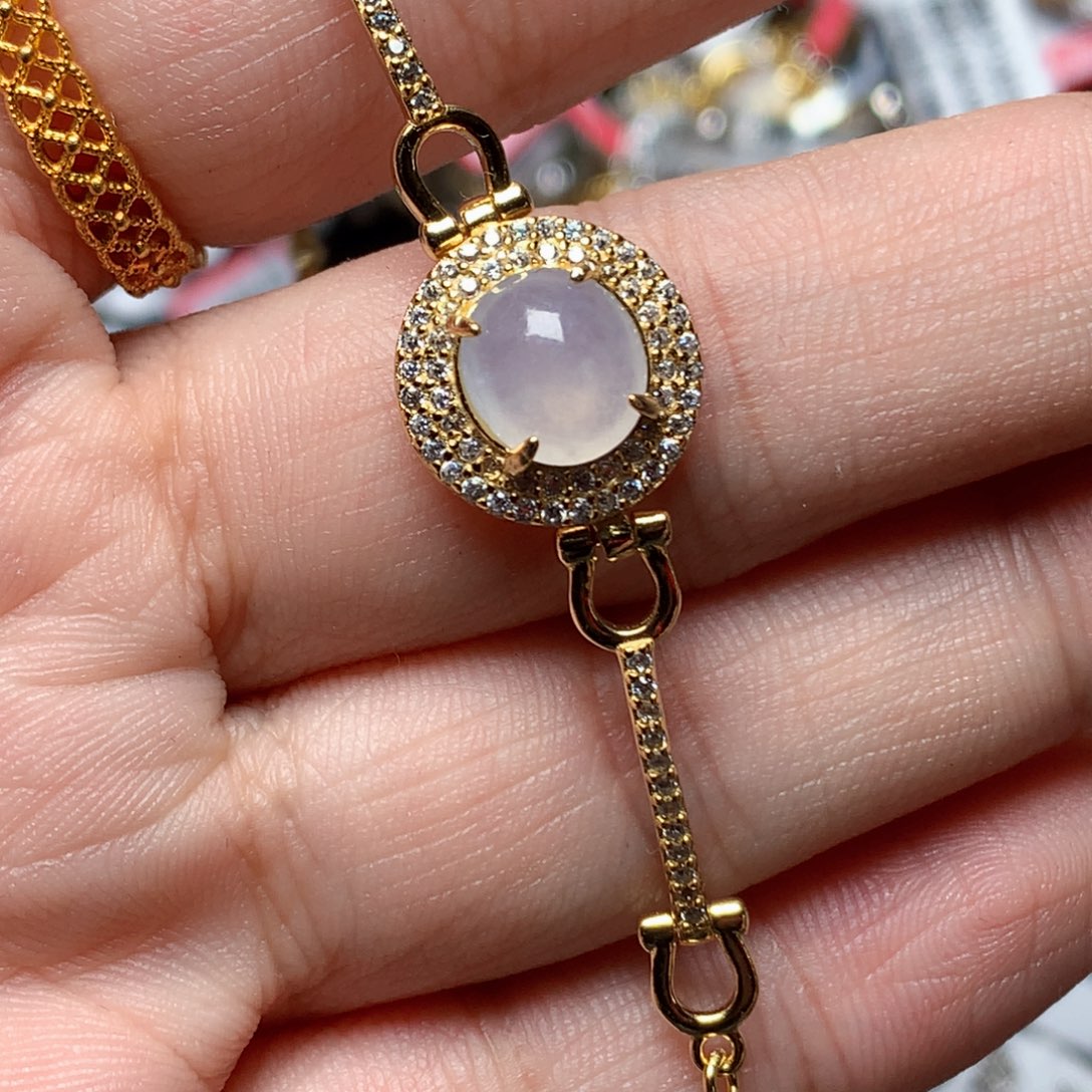 翡翠戒指银S925镶嵌天然翡翠手链