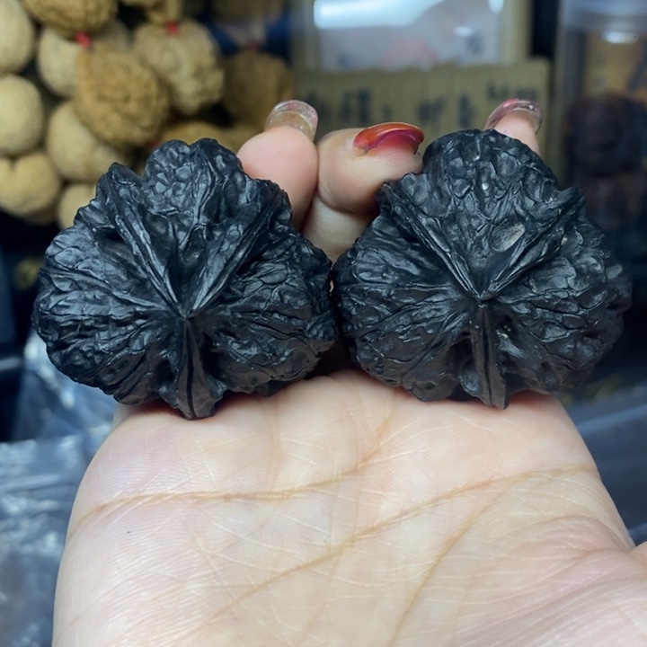 吊坠文玩核桃32盘龙玉凤三棱