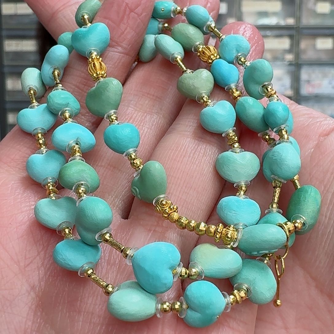 绿松石珠宝奇石18K金镶嵌雨*