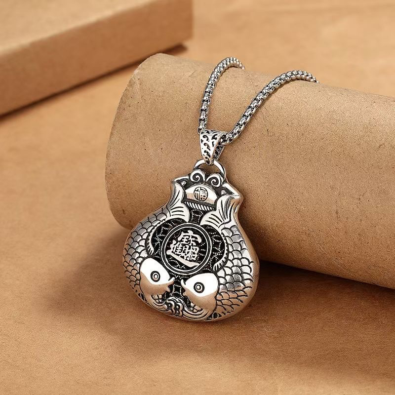 吊坠 13 双鱼送福吊坠 复古镂空长款项链四季通用