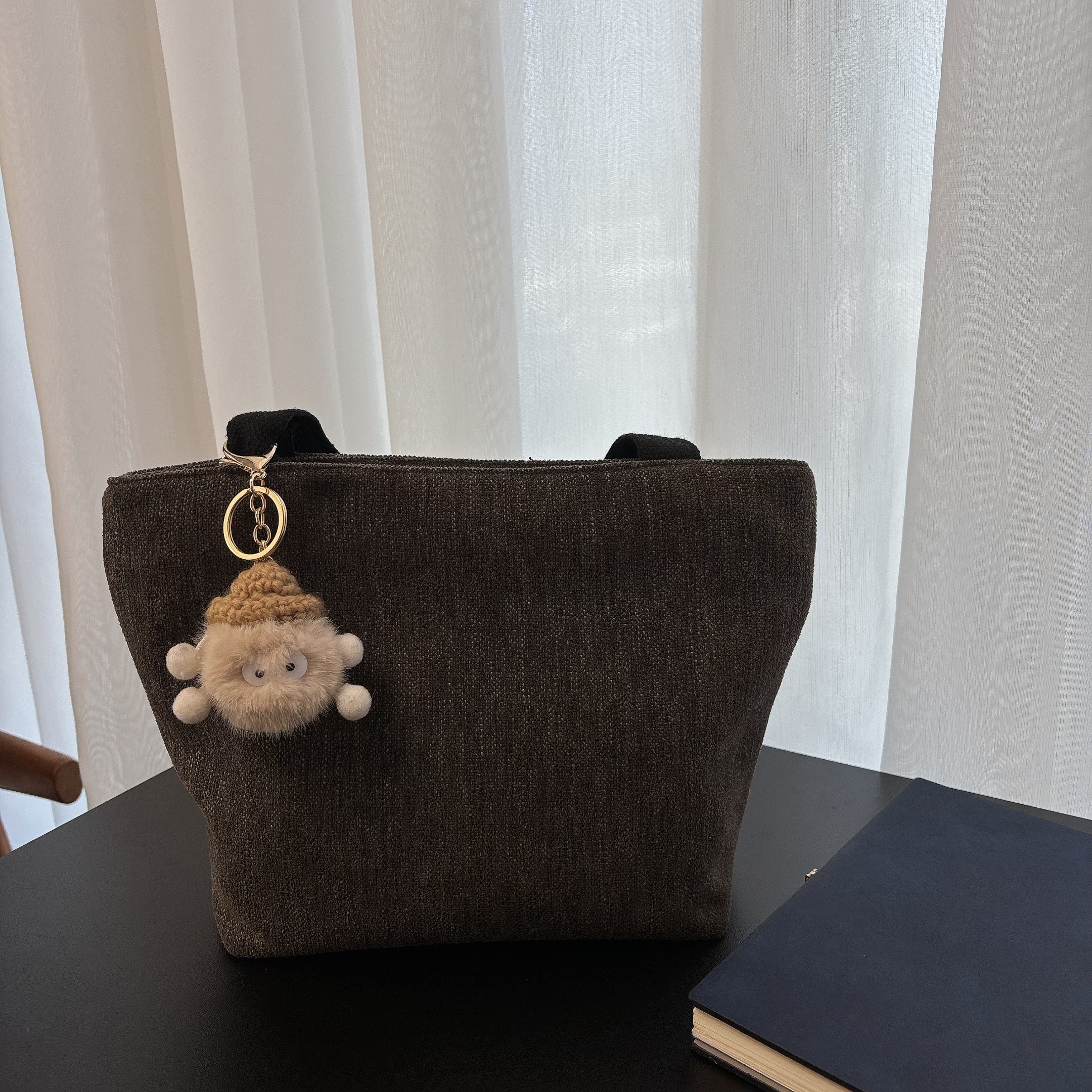 原创小众新款托特包车缝线拉链简约风四季通用通勤包手提包布包