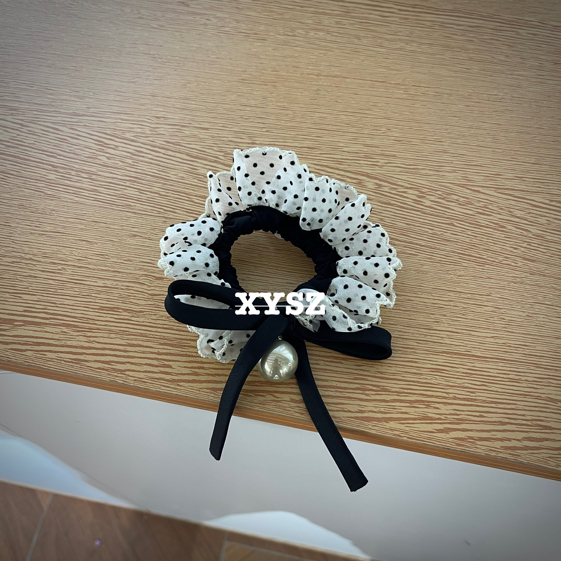 波点钉珠蝴蝶结发圈日韩欧美风朋克风甜美风发绳法式简约飘带少女