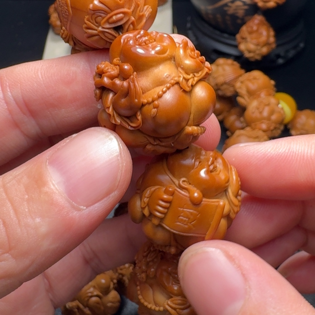 菩***树橄榄核手串/手链弥勒