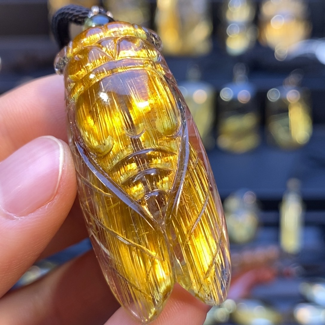 颈饰未镶嵌水晶钛晶知了吊坠