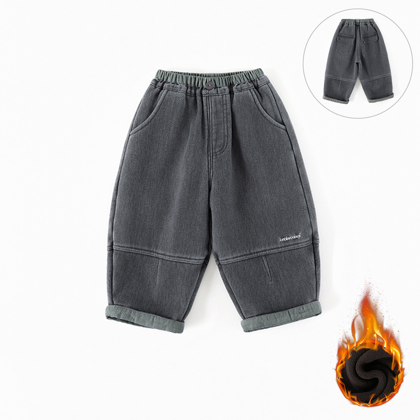 【纯棉】仟与儿童加绒休闲裤冬季新款男童长裤韩版保暖裤子CK377