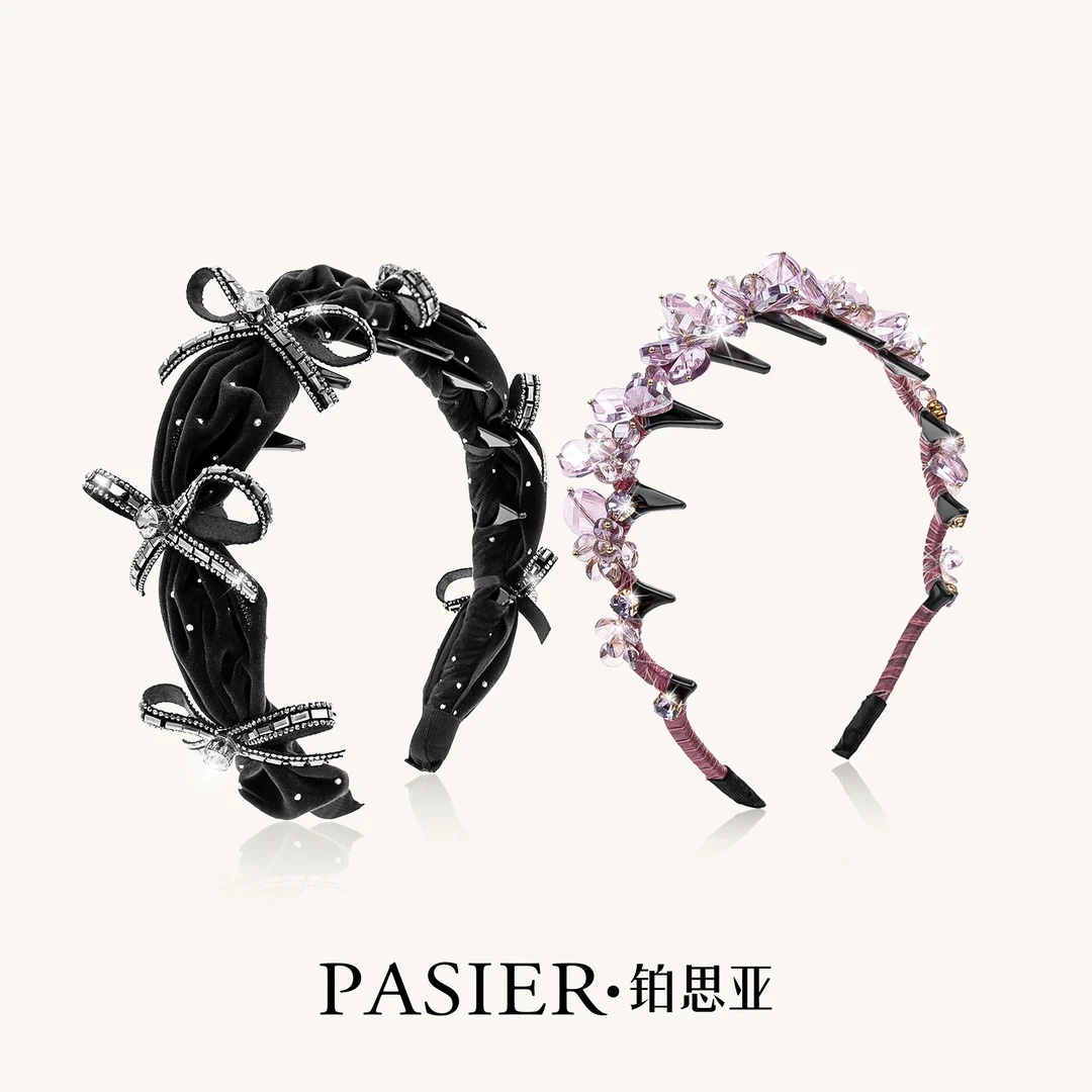 铂思亚同款璨若星河手工复古优雅温柔气质发箍DR0095紫＋GDR128黑