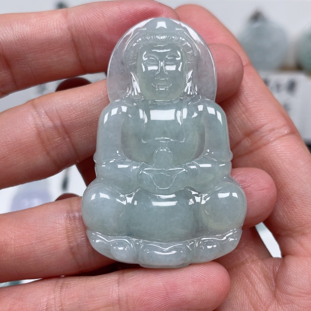 翡翠颈饰未镶嵌天然翡翠A货观音81号