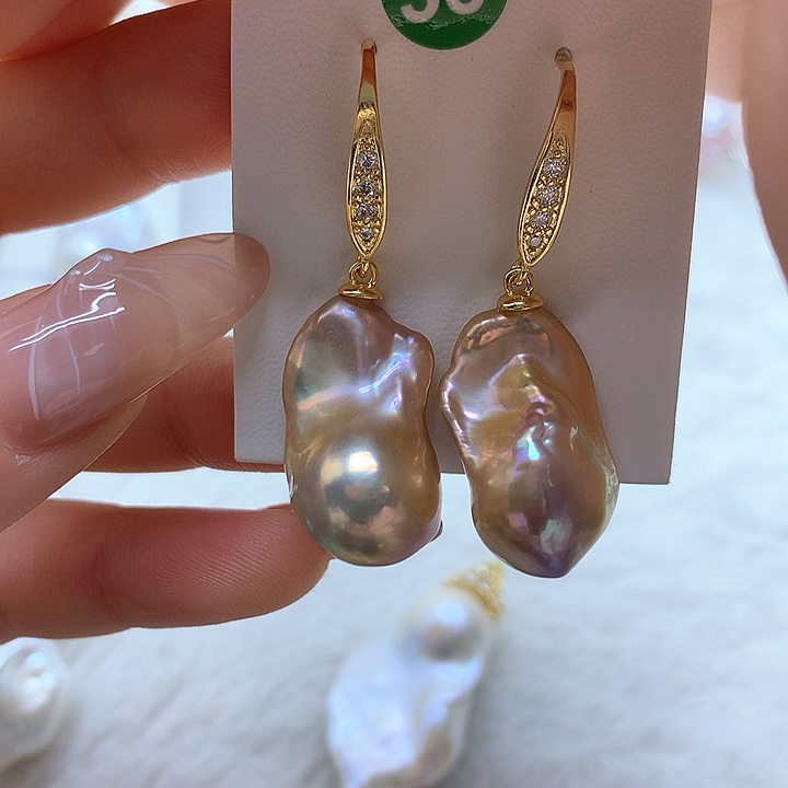 淡水珍珠耳饰银S925镶嵌