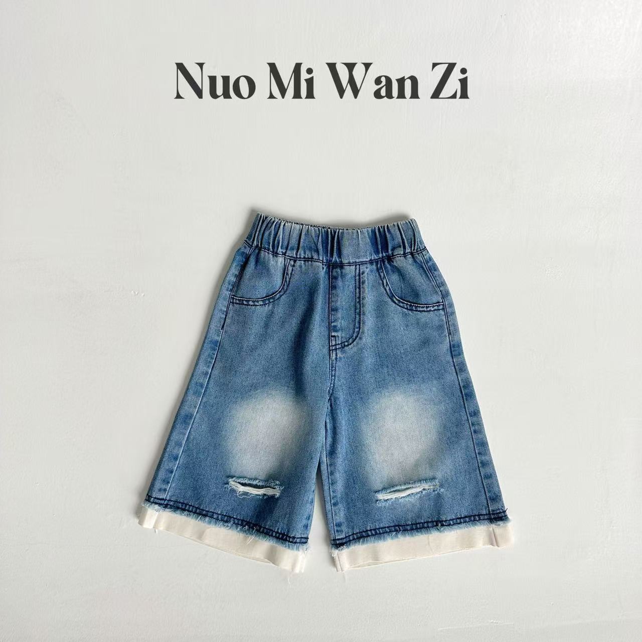 丸子十【奶霜骑士】儿童透气百搭裤腿拼接中裤（夏款）WZJ-52282