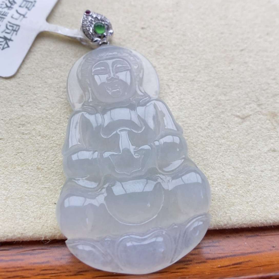 翡翠18K金镶嵌颈饰吊坠58