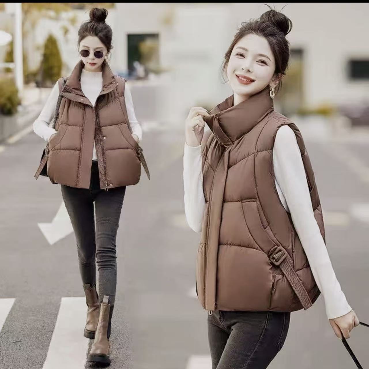 【羽绒马夹】索尼尔保羅冬季保暖加绒加厚款外套女装3841[66]