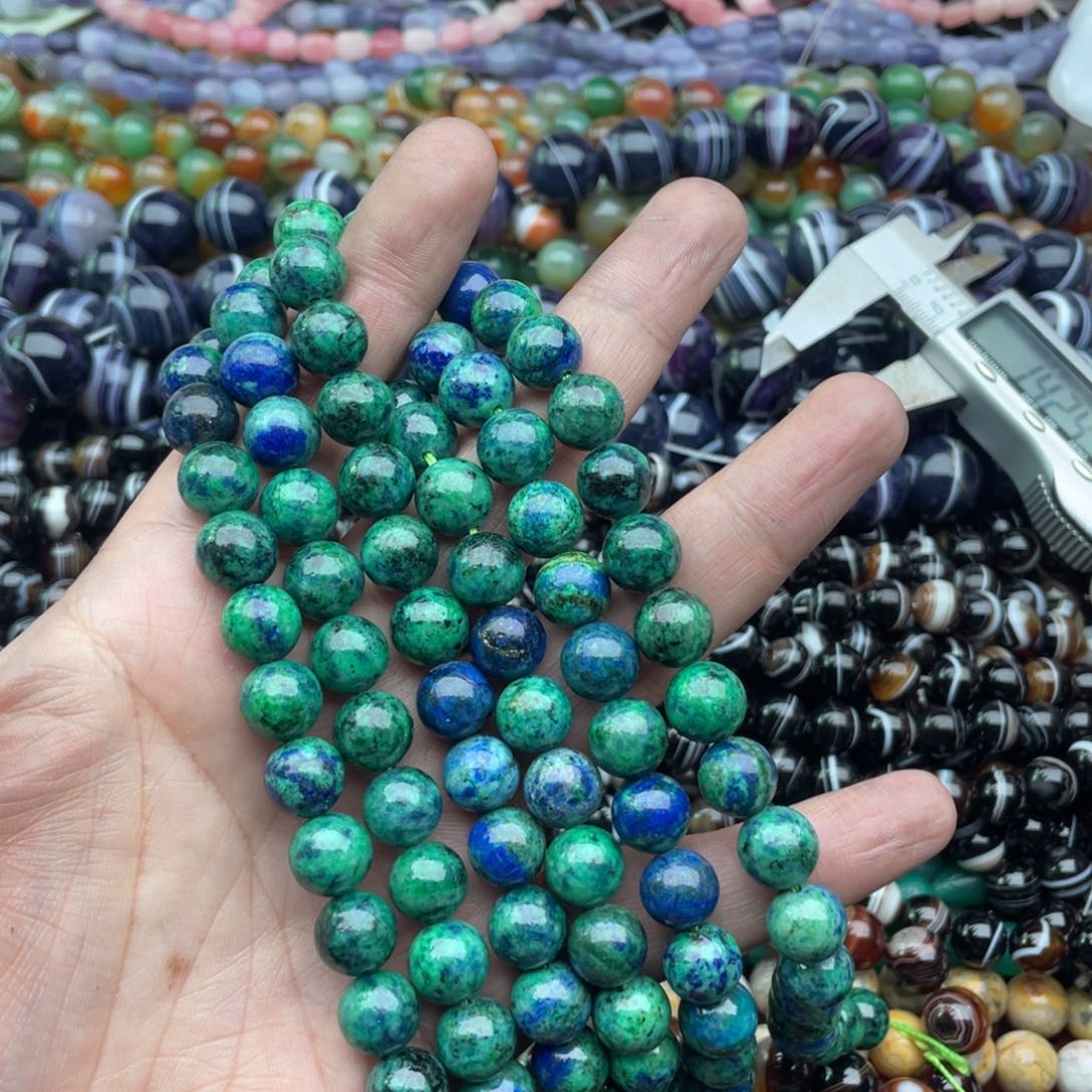 玛瑙/玉髓珠宝半成品未镶嵌一条装10mm凤凰青金圆珠